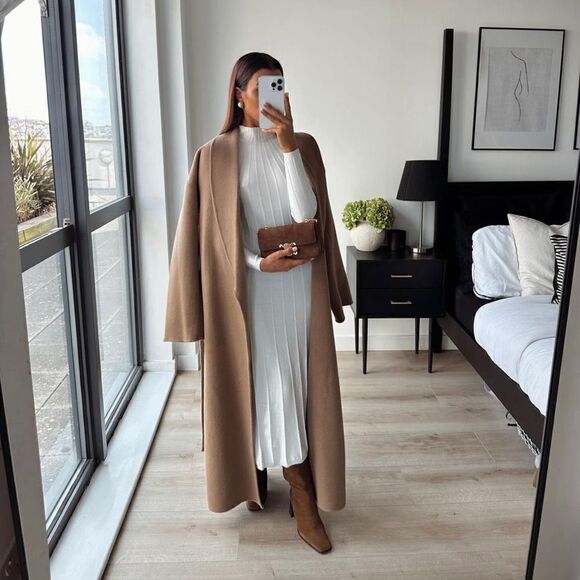 Iconic Mango 76% Wool Handmade Belted Coat Old Money - Picture 4 of 13